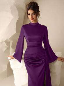 Coutiva Women's Formal Evening Gown (Heavily Embellished) - Purple - View 3