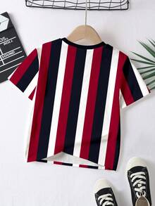 SHEIN Baby Boy Casual Minimalist Round Neck Letter Print Short Sleeve Top, Suitable For Summer - Multicolor - View 6