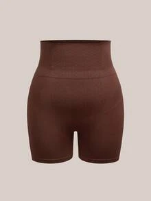 Barelissa Plus Size Shaping Shorts Seamless Tummy Control Pants - Coffee Brown - View 6
