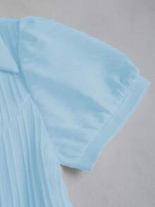 Sweetra Blusa elegante de mujer con cuello en V y abotonadura sencilla, de manga corta y con rayas blancas, para primavera/verano - Azul - Ver 3