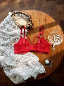 Divavoom Plus Size Women Sexy Lace Bra - Red - View 6