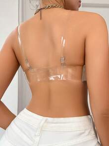 Áo ngực nữ tối giản, màu trơn, có gọng, xếp ly, dây đeo trong suốt có thể tháo rời. - Màu Khaki - Xem 2