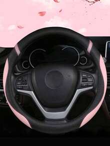 Two Tone Litchi Embossed PU Car Steering Wheel Cover,Car Accessories,Car Stuff For Woman - Multicolor - View 2