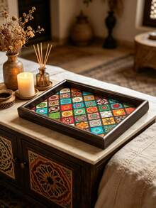 1 Khay phong cách Bohemian - Hoàn hảo cho bữa tối, trà chiều, phục vụ quầy bar, bữa sáng hoặc bất kỳ hình thức phục vụ đồ ăn nào - Tuyệt vời cho các bữa tiệc hoặc trang trí nhà cửa, phù hợp sử dụng trong nhà hàng và nhà bếp (Mẫu được chọn ngẫu nhiên). - Nhiều màu - Xem 7