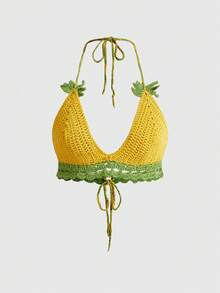 ROMWE Kawaii Fruit Print Knit Top For Women, Summer - Yellow - View 8