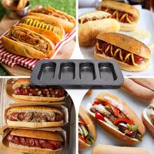 1/2 khuôn bánh mì dài 4 ngăn chống dính, dụng cụ làm bánh DIY, khuôn bánh ngọt ngày lễ, khuôn bánh Giáng sinh, khuôn nướng bánh, khuôn làm bánh - màu đen - Xem 5