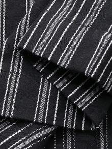 Dazy Plus Plus Size Women Elastic Waist Striped Wide Leg Loose Casual Pants - Navy Blue - View 3