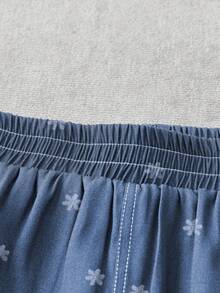 Women Denim Two-Piece Outfits - Blue - View 4