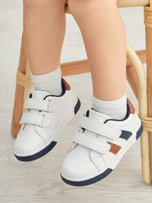 Cozy Pixies A Pair Of Four-Season Versatile Contrasting Color Splicing Brown Flat-Bottomed Casual Sneakers Fashionable Versatile Student Campus Boy Baby Sneakers - White - View 2