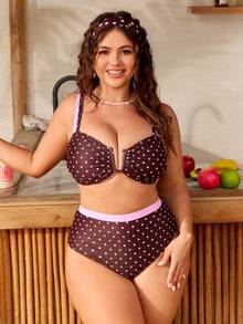 Swim Mod 2026 Spring/Summer Plus Size Floral Bikini Set, Sweet - Multicolor - View 5