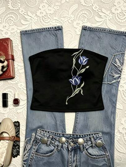 Glimmora Y2K Style Fashionable Tube Top, Suitable For Summer Daily Wear