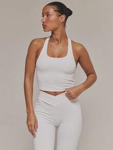 Musera Sport Áo tank top thể thao dây đeo tương phản, kiểu dáng cơ bản, thích hợp cho tập luyện thể thao, tập gym, pilates, thể dục, mặc hàng ngày và thoải mái. - trắng - Xem 5