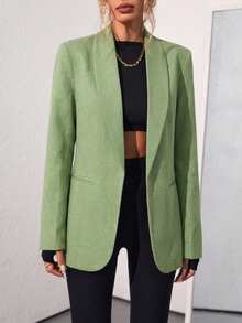 Aveloria Modichic Blazer de traje de oficina de diseño de dama de oficina de moda de unicolor - Verde - Ver 5