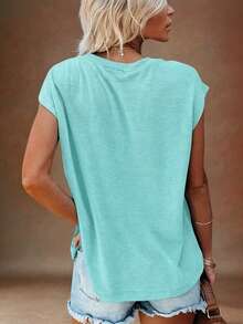 EMERY ROSE Casual Versatile Solid Color T-Shirt, Summer - Green - View 2
