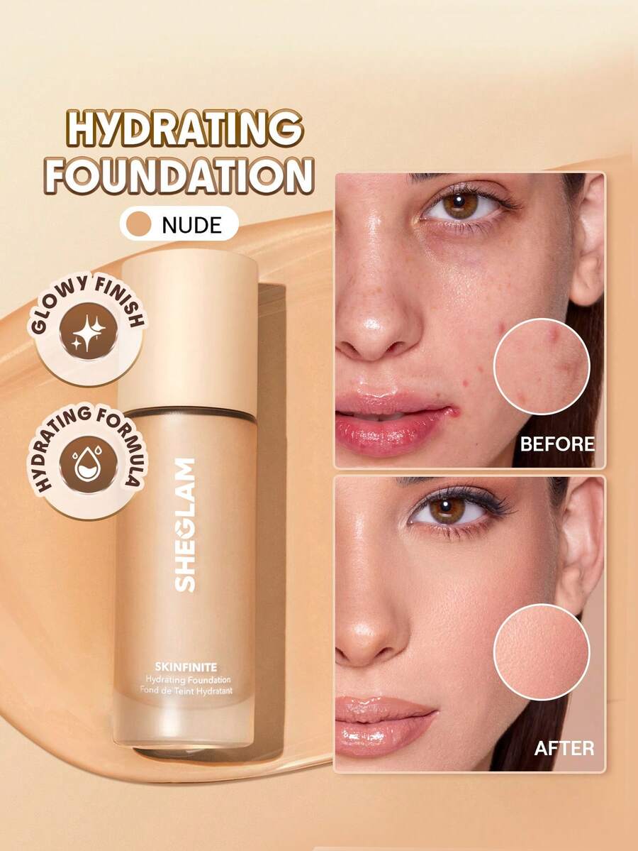 SHEGLAM Skinfinite 保濕粉底液-裸色無瑕露水粉底液保濕遮瑕隱形毛孔遮瑕無毛孔不油膩輕盈柔軟液體粉底液 品牌 美容 化妝 化妝品 適合女性與女孩 完美搭配夏季春季 Y2K 時尚 流行 生日 母親節禮物 假期 派對準備就緒 最佳顏色