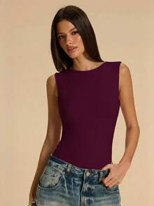 Mono de mujer de unicolor casual con espalda descubierta, decoración de cadena metálica en el cuello, adecuado para playa, vacaciones, resort, trabajo casual, viajes, salidas de ocio, mono marrón, mono elegante y sexy con espalda descubierta - Granada - Ver 7