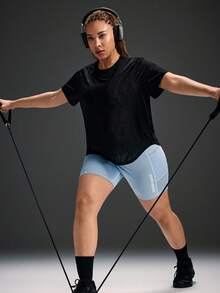 Powerista Damen Große Größen Einfarbiges Kurzarm Sport T-Shirt - Schwarz - Übersicht 7