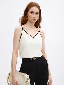 BizChic Women's Autumn Bound Strap Camisole, Suitable For Urban Commute, Office, Business Casual, Party And Other Occasions - Beige - View 2