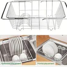 1pc Adjustable Stainless Steel Sink Drain Basket - Multi-Purpose Expandable Sink Organizer Rack For Plates, Bowls, Cups And Utensils,Kitchen Items For Ultimate Kitchen Efficiency With Cozy Fall& Winter Styles - multicolor - View 7