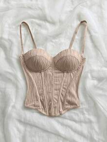 Soleia Áo camisole nữ màu trơn, chất liệu có họa tiết, ôm sát, vạt áo bất đối xứng. - Hồng - Xem 7
