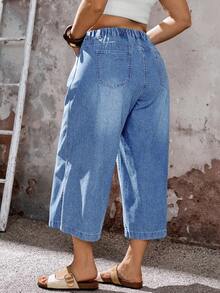 EMERY ROSE EMERY ROSE Plus Size Straight Loose Casual Slit Everyday Jeans - Light Wash - View 3