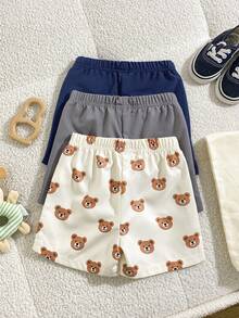 SHEIN Playful Pals Quần short in hình gấu, kiểu dáng thường ngày, đa năng cho bé trai, thích hợp mặc hàng ngày. - Nhiều màu - Xem 2