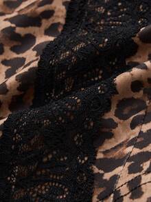 Glimmora Sexy Lace Patchwork Leopard Print Camisole Top For Summer Vacation - Multicolor - View 6