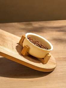 Elevated Ceramic Pet Bowls With Bamboo Stand Weighted Base Anti Slip Ergonomic Feeding Station For Cats Dogs Dishwasher Comfort Height - multicolor - View 6