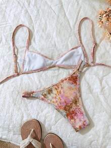 Elavelle 2件套女士随机印花吊带性感比基尼套装，夏季 - 彩色 - 查看 2