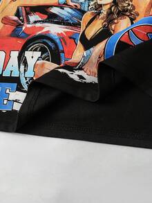 ROMWE MEN Street Life Men's Printed Rivet Loose Tank Top - Black - View 4