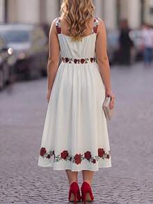 Velvienne Vestido de mujer talla grande con estampado de ubicación al estilo francés para primavera/verano, vestido para ir al trabajo y de vacaciones - Multicolor - Ver 2
