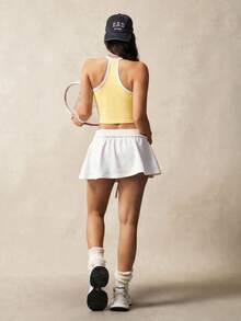VARSIVA Áo tank top nữ mùa hè kiểu dáng thể thao thường ngày, viền tương phản, kiểu racerback, dáng ngắn. - Màu vàng - Xem 4