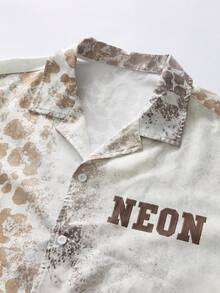 NEON BLANC Men's Leopard Print Short Sleeve Shirt - White - View 3