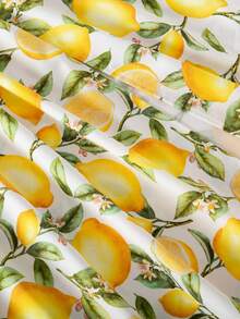 Tween Girl Lemon Print Side Slit Halter Vacation Dress - Yellow - View 6