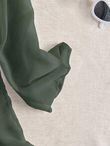 Swim Vcay 女士纯色长袖宽松和服罩衫 - 軍綠色 - 查看 5