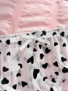 PetitDoll 1pc Cute Heart Design Ladies Romantic Panties - Black and White - View 7