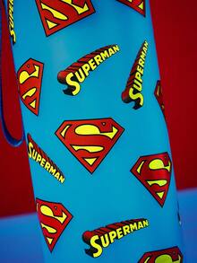 SUPERMAN X SHEIN 1000 Ml Water Bottle With Silicone Straw And Leak-Proof Cover, Suitable For Travel, Sightseeing And School Use, Plastic Material. - Baby Blue - View 6