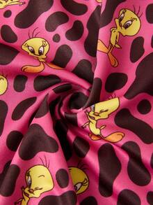 Slaydiva LOONEY TUNES X SHEIN Women's Casual Cartoon Collab Leopard Print Contrast Color Sexy Ruched Backless Halter Romper, Suitable For Summer - Multicolor - View 6