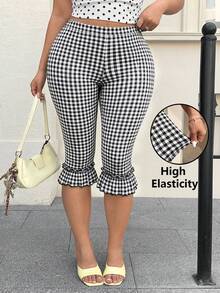 GalTyme Quần legging lửng 7/8 kẻ caro dáng ôm dành cho nữ cỡ lớn, đa năng, thích hợp mặc hàng ngày. - Nhiều màu - Xem 4