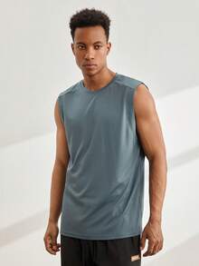 Driftmere Men Solid Tank Top Gym - Blue - View 4