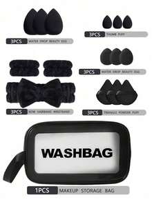 45件套化妆刷套装 - 包含20支化妆刷、5个海绵、5个粉扑、5个迷你海绵、5个指套粉扑、旅行化妆包、发带和清洁工具的完整化妆工具套装 - 彩色 - 查看 12