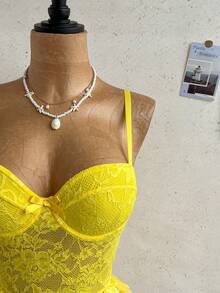 Soleia Women's Yellow Lace Camisole For Vacation - Yellow - View 5