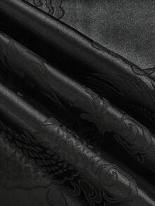 Mercer Haus Calça Lanterna Vintage com Padrão de Dragão Dobby para Homens, Calça Jogger de Perna Larga com Estampa de Dragão Chinês Suave Semelhante a Cetim, Calça Chinesa de Cintura com Cordão para Tai Chi Kung Fu, Calça Casual de Praia e Yoga para Primavera/Outono - Preto - Visão 8