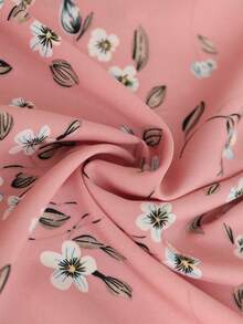 SHEIN Holidaya 女士夏季纯色印花拼接休闲连衣裙 - 粉色 - 查看 7