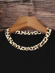 EMERY ROSE Áo thun đen cỡ lớn in họa tiết da báo và hình trái tim - màu đen - Xem 3