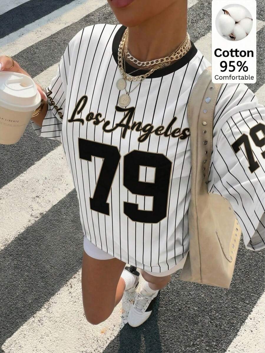 Muchica 女士休闲街头风短袖T恤，女士街头时尚，女士夏季服装 - 彩色 - 查看 1