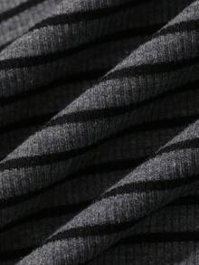 FRIFUL Women's Casual Striped Loose T-Shirt, Versatile For Spring And Summer - Grey - View 6