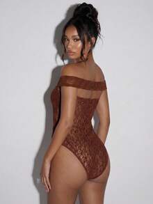 Normani Body de encaje elegante en tonos marrones de verano, atuendos para mujer para club nocturno, concierto, Y2K, vintage de los 90, rave, festival, streetwear, fiesta, playa y boda - Café integral - Ver 3