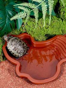 1 Set de 2 piezas Piscina para reptiles con rampa inclinada y plato de agua para tortuga, gecko, serpiente, lagarto, hábitat de diseño poco profundo, área de alimentación y natación, decoración de terrario - Multicolor - Ver 1