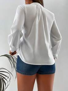 INAWLY Camisa de manga larga con estampado de cristales, informal y cómoda para ir al trabajo - Blanco - Ver 2